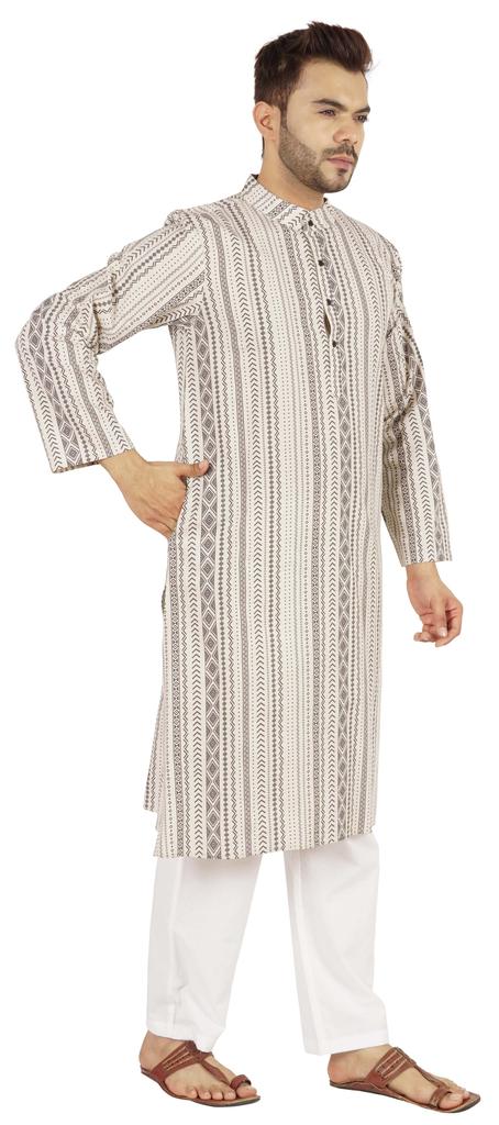 Atasi Designer Kurta For Men  s Printed Chinese Collar Summer Ethnic Party