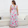 Letnia damska sukienka halterowa Plus Size Sukienki z elastycznym pasem Długie sukienki z nadrukiem Halter