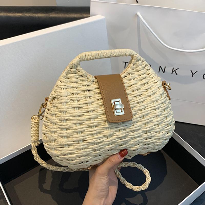 Women's Straw Beach Bag Wicker Shoulder Bag Crossbody Bag Small Feminine Luxury
