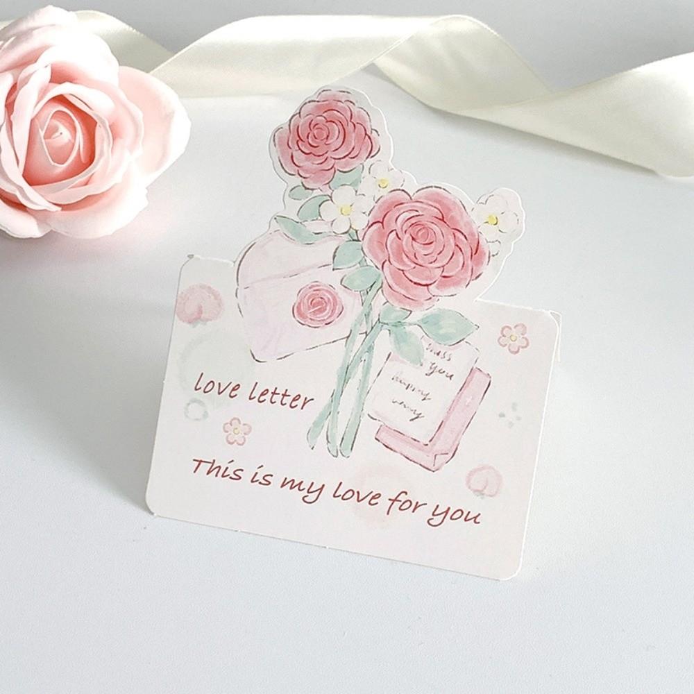 Cute 3D Flower Bouquet Greeting Cards Rose Decoration Cards Message Cards Thank You Card Thanksgiving Gifts