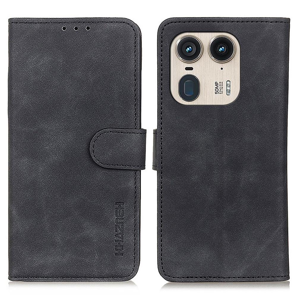 KHAZNEH For Motorola Edge 50 Ultra 5G/Moto X50 Ultra 5G Case Retro PU Leather Drop-Proof Phone Stand Cover
