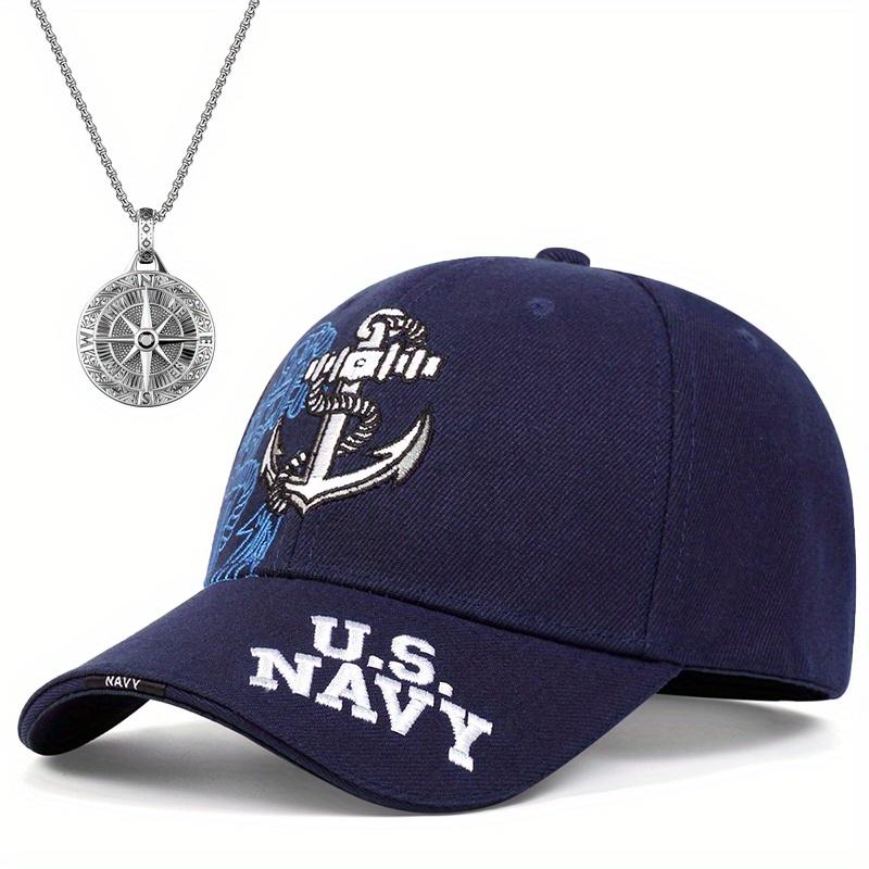 

2 шт. Мужская бейсболка с вышивкой в виде якоря и утиного язычка, кепка с подвеской в виде диска и компаса, комплект модных спортивных и развлекательных аксессуаров с солнцезащитной шляпой темно-синий