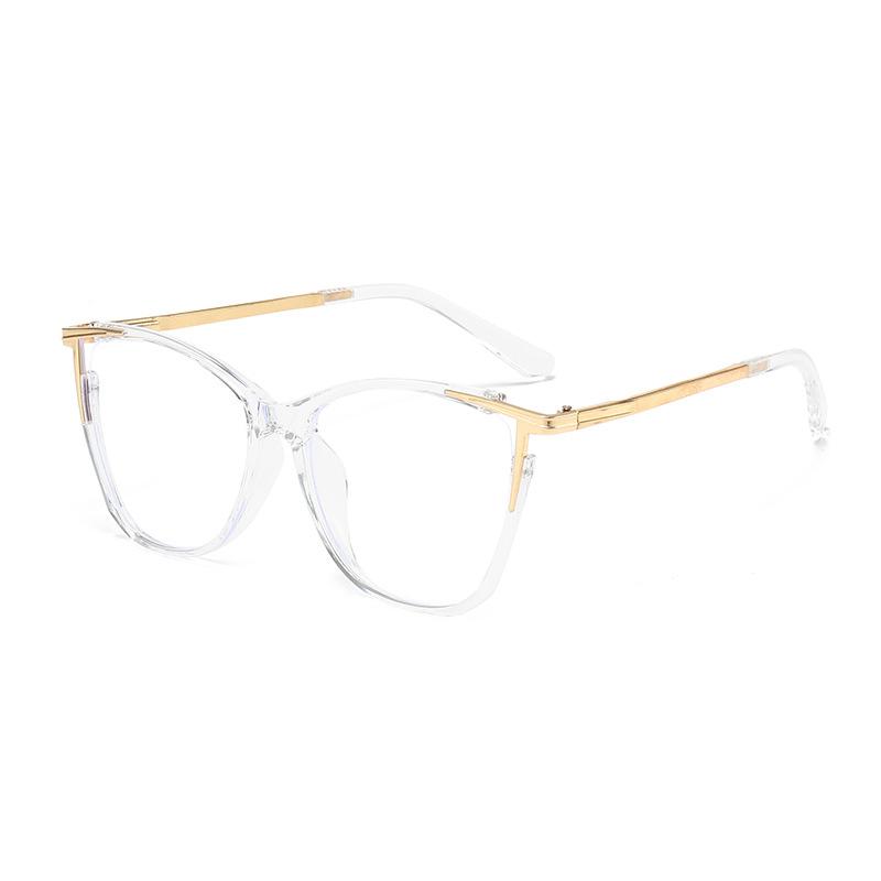 

Black Square Computer Glasses Metal Frame Women Men Anti Blue Light Cat Eye Eyewear Blocking Optical Spectacle Eyeglasses Female WHITE чистый