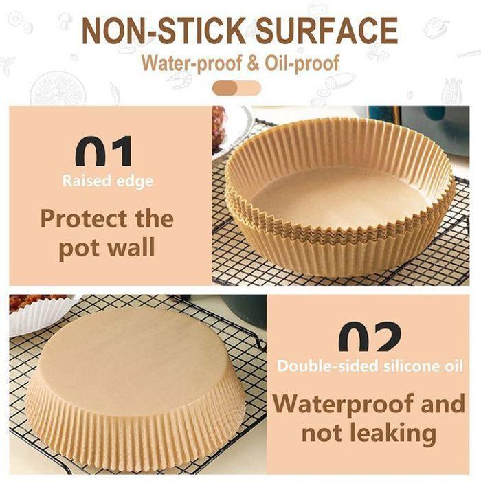 Air Fryer Feuilles de Papier 100 Pièces,Papier Cuisson Air Fryer Paper Liner,Prédécoupé en Forme de Bol Rond Papier Sulfurisé 47