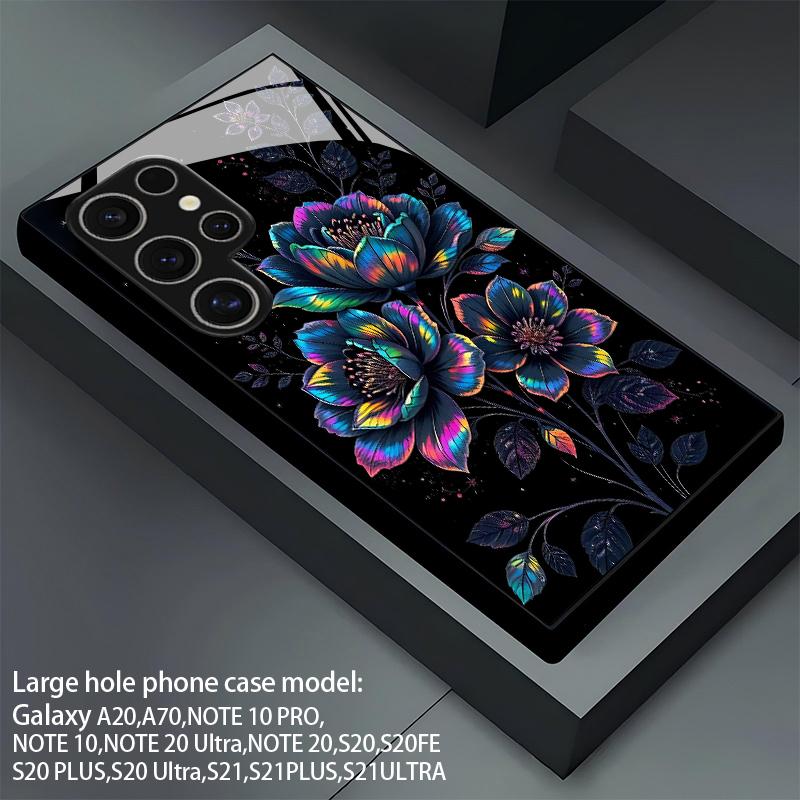 Holographic Lotus Pattern 2D Phone Case for Samsung S26 S25 S24 S23 S22 S21 S20 A56 A36 A16 - Glass Protective Cover