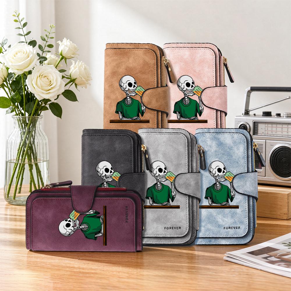 Skull Pattern Long Wallet Fashion Portable Card Holder Purse