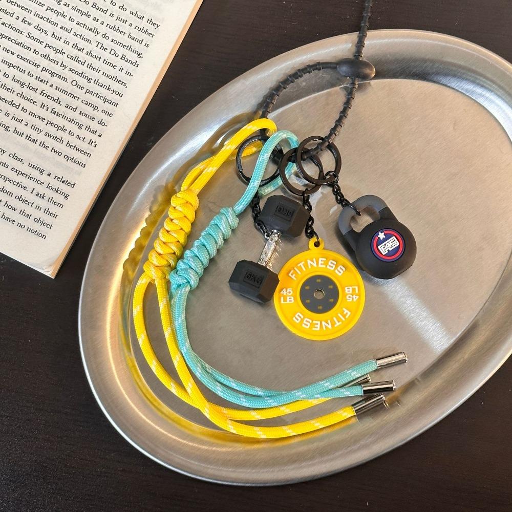 Mini Barbell Plates Key Chain Colorful Simulation Dumbbells Keyring Fitness Series Pendant  Gifts