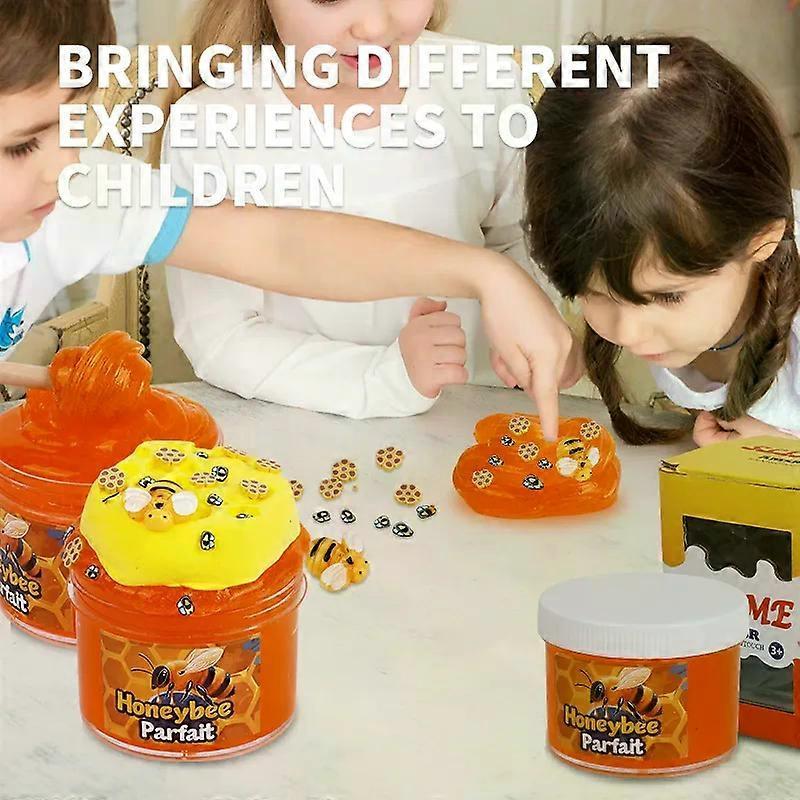 250ML Honeybee Parfait Slime Kit, DIY Crystal Mud Slime Making Set with Tools & Accessories