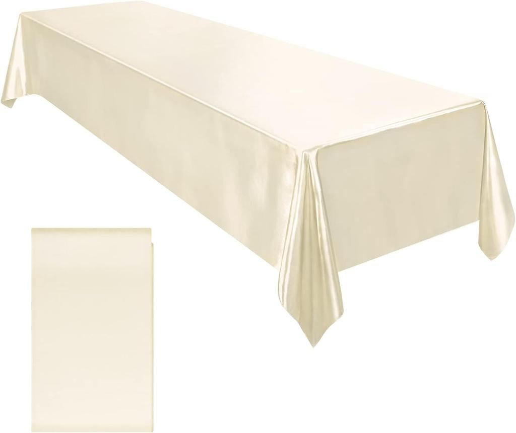 Table Cover Satin Tablecloth Soft Overlay Wedding Satin Large Bright Smooth Silk Rectangle Christmas Banquet Anniversary Dining Party Table Decor