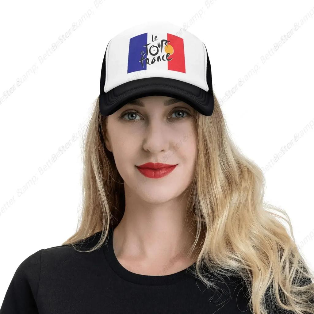 Die französische Tour de France Flagge Atmungsaktive Netzmütze mit Team-Mode Trucker-Hüte Verstellbare Baseballkappe