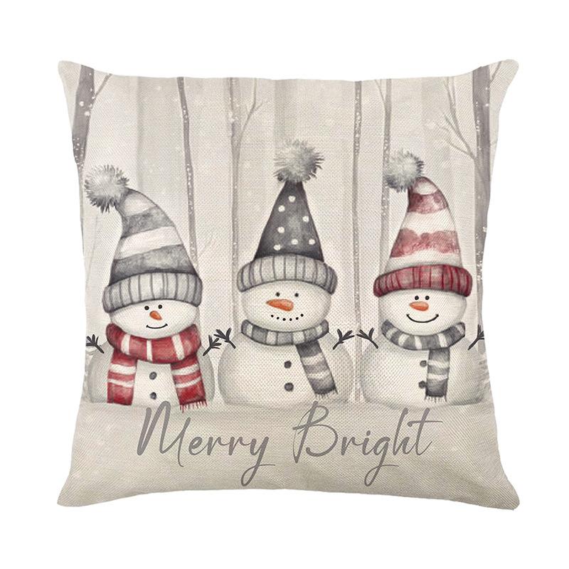 1pc Grey Cushion Cover Dwarf Snowman Printed Durable Cover 2025 New for Home Ornament Xmas New Year Christmas Decoration