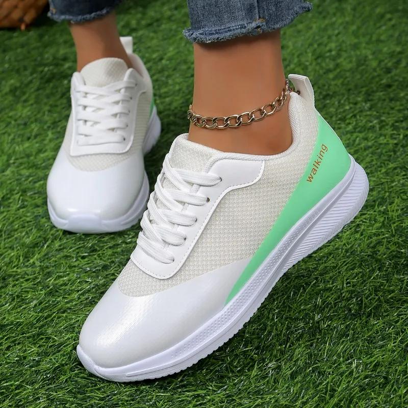 Fashion Shoes for Women 2024 Hot Sale Lace Up Women Vulcanize Shoes Autumn Breathable Mesh Mixed Colors Casual Comfortable Walking Shoes