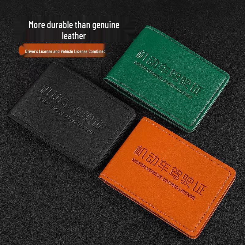 Men's 2024 New Model Leather Driver's License and Vehicle Document Holder with Protective Cover