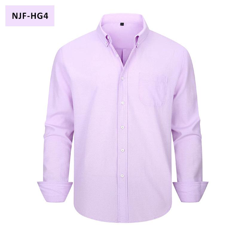 Men Long Sleeve Solid Color Casual Oxford Shirt Plus Size