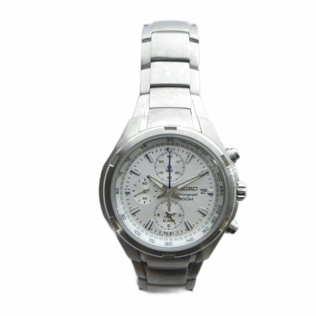 SEIKO Wristwatch Quartz White Dial Chronograph with Calendar Silver-Tone 7T62-0KT0 GY18/MQ Men's