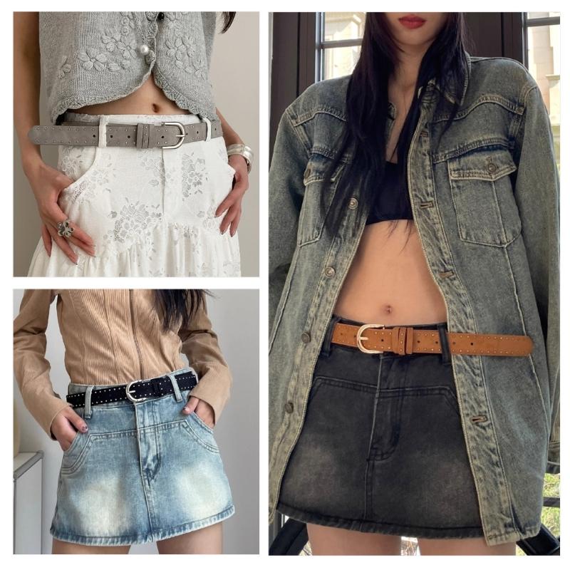 Durability Casual Belt Women's Leather Waistband Vintage Western Waist Belts for Jeans and Dresses