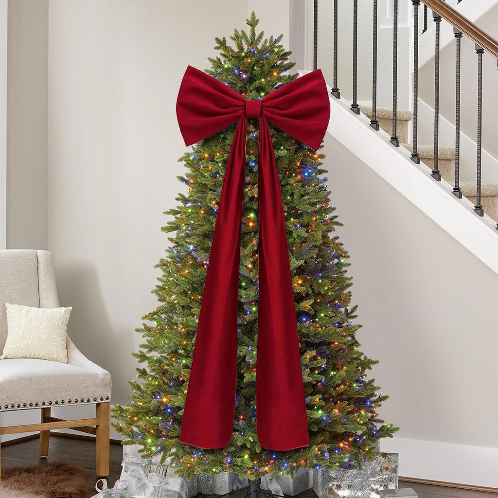 Christmas Bows For Tree Large Festive Ornaments Christmas Bow Tree Topper Ornaments For Indoor Outdoor Mantel Fireplace Front