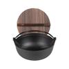 ZISIZ 29cm Thickened Cast Iron Stew Pot with Cedar Lid