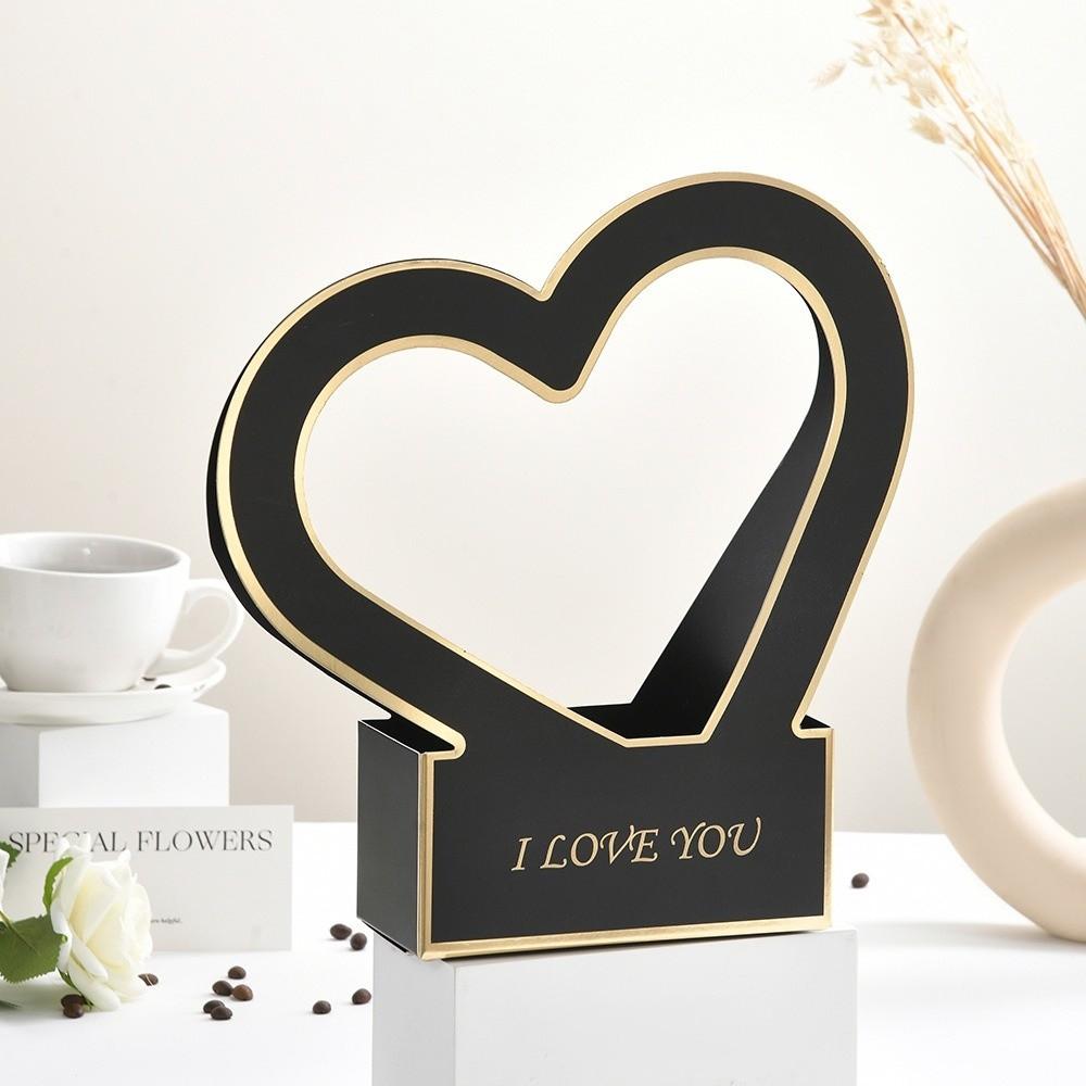 2Pcs Heart-Shaped Flower Wrapping Paper Box Handheld Foldable Portable Bouquet Packaging Box Gift Packing Box