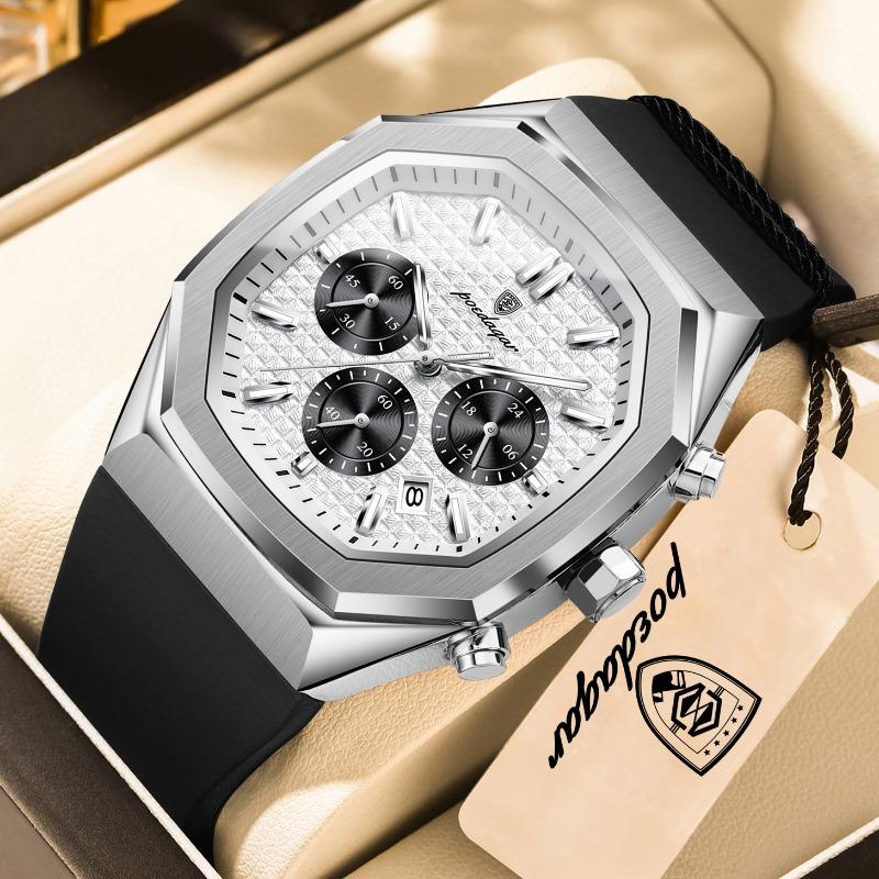 Business Quartz Men's Wristwatch Chronograph Date Silicone Strap Man Watch Waterproof Military Luminous Watches For Men