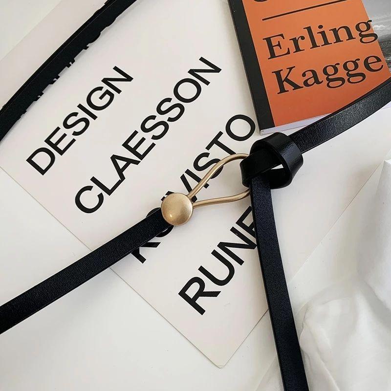 Elegant And Fashionable Water Drop Ring Buckle Waist Belt For Women In Trendy Black Brown