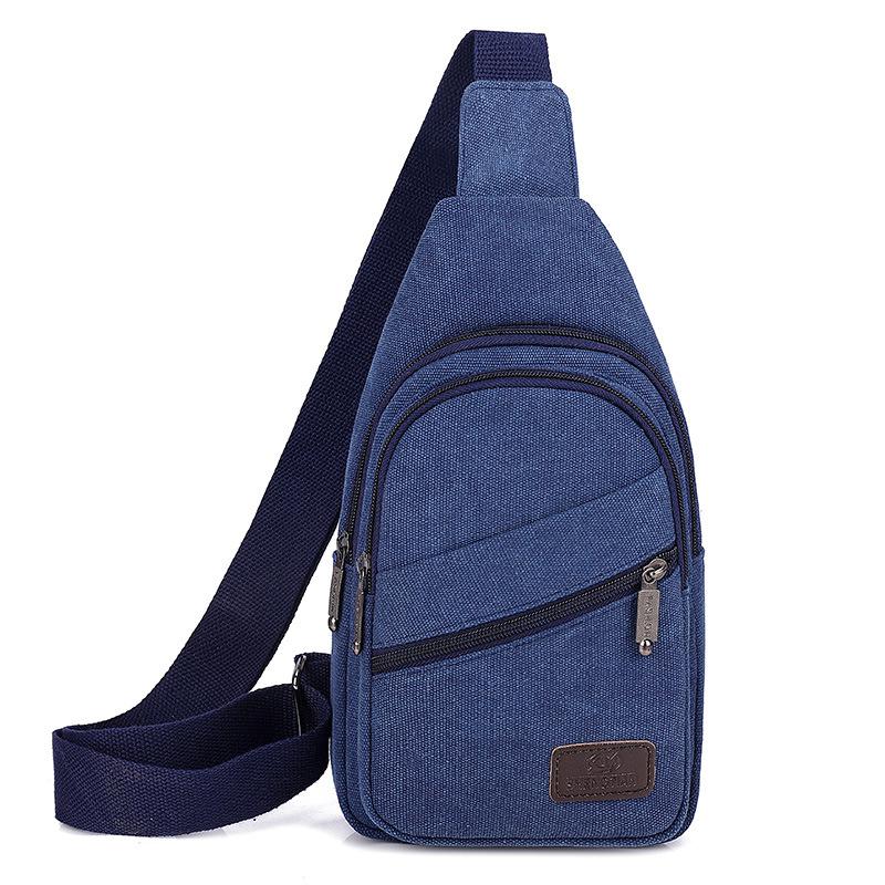Multi-layer Multi-pocket Large-capacity Convenient Men's Breast Bag, Canvas Wear-resistant Oblique Span Chest Bag