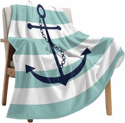 Nautische Ankerdecke Geschenk für Bootsfahrer Segler Geburtstag Weihnachten Meer Ozean Thema Überwurfdecke für Couch Bett Sofa Stuhl Studentenwohnheim