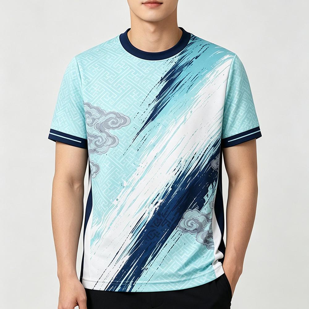 Korejský Vintage Fotbalový Dres s Potiskem Oblaků Pánský Prodyšný a Rychleschnoucí Letní Venkovní Sportovní Tričko Unisex Kulatý Výstřih Ležérní Top