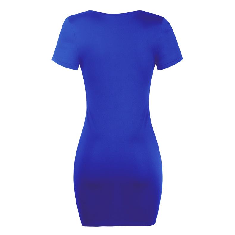 BITCED Sexy Wrap Hip Solid Colour Short Sleeve Dresses for Women