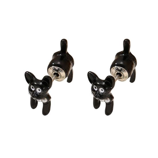 

1 Pair Stud Earrings Piercing Style Polished Surface Cat Design Detachable Ear Studs Women Jewelry C