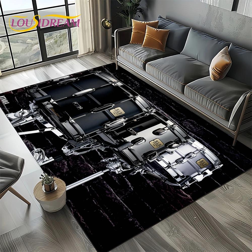 3D Music Instruments Drum Kit Drum Set Carpet Rug for Living Room Bedroom Home Sofa Decoration,Kids Area Rug Non-slip Floor Mat