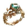 Cross Border Popular Ring Wish Hot Selling Totem Ring Creative Retro Alloy Inlaid Green Crystal Ring