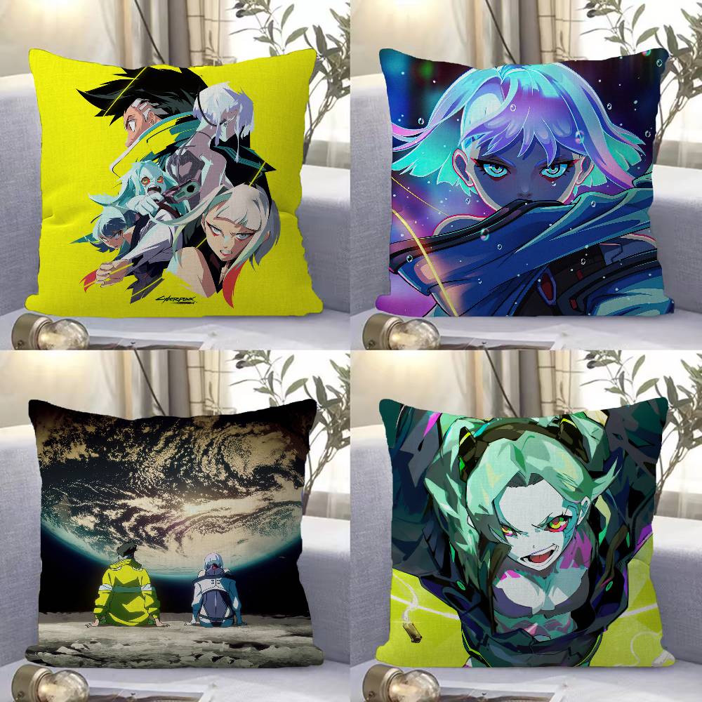 Anime C-Cyberpunk E-Edgerunners Pillow Cover Sofa Cushion Cover Home Room Decoration Children Gift
