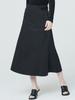 Nub Cut Out Midi Skirt - Black