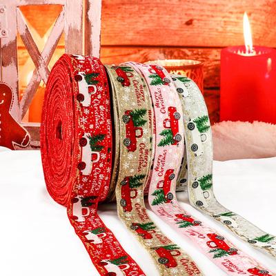 DIY Ribbon Excellent Festive Safe Christmas DIY Ribbon Xmas Tree Shiny Printed Decoration Ribbon Decoration Ribbon for Home