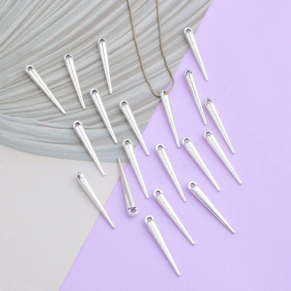 100pcs 5x34mm Spike Beads Pendants Antique Silver Long Bullet Spike Charms  DIY Jewelry Making