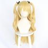 Anime Genshin Impact Fischl Cosplay Wig Blonde Twin Curly Ponytails Golden Straight Heat Resistant Synthetic Hair Wigs