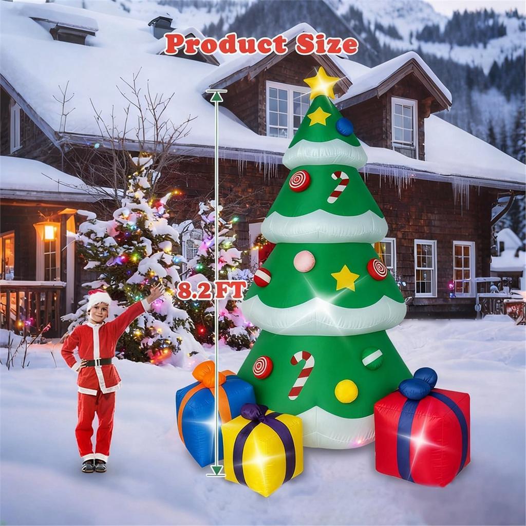 8.2 FT Christmas Inflatable Tree Outdoor Decorations, Blow Up Christmas Tree for Garden Lawn Holiday Decor US Plug