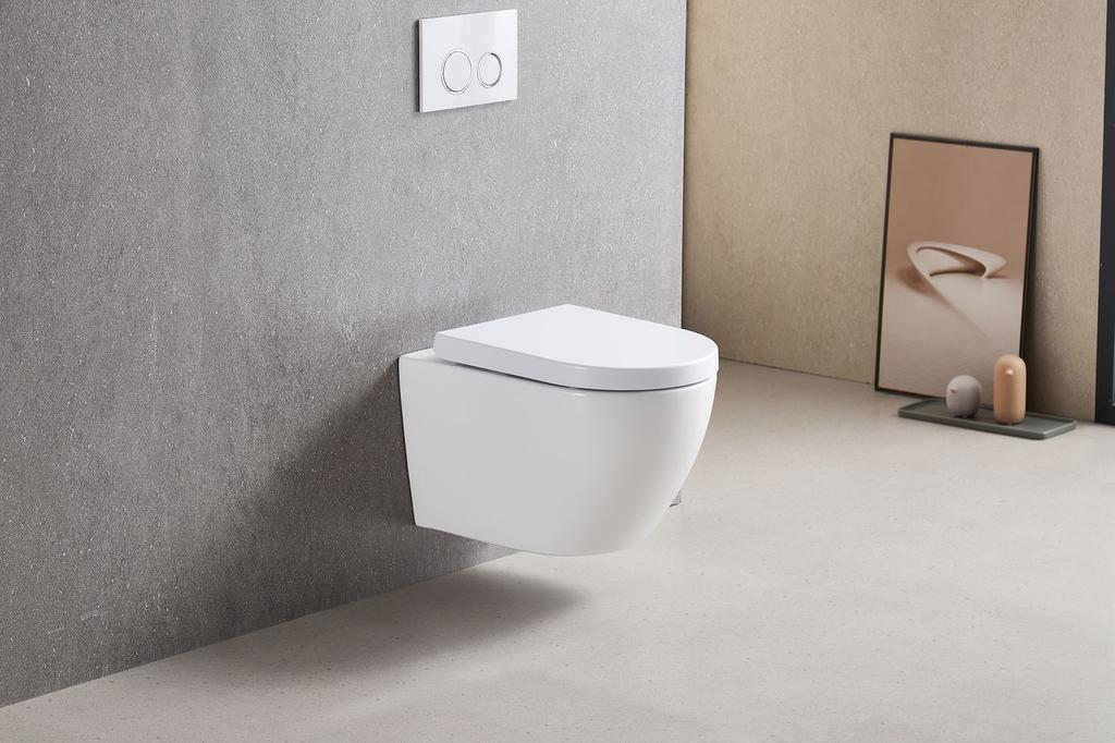 Wall-hung toilet bowl pureline fluxa tornado 53.5x36 cm with thick W/O seat white