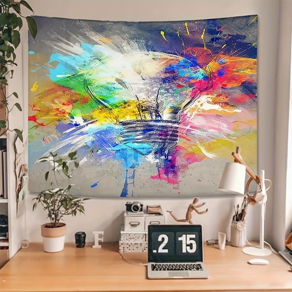 Brightly Colored Bulb Design Digital Printing Polyester Wall Tapestry Suitable for Use Living Rooms Bedrooms Offices Bars Party