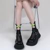 Women Spring and Summer Thin Retro Cheongsam Buckle Love Ear Lace Hollow Breathable In The Tube Pile Socks