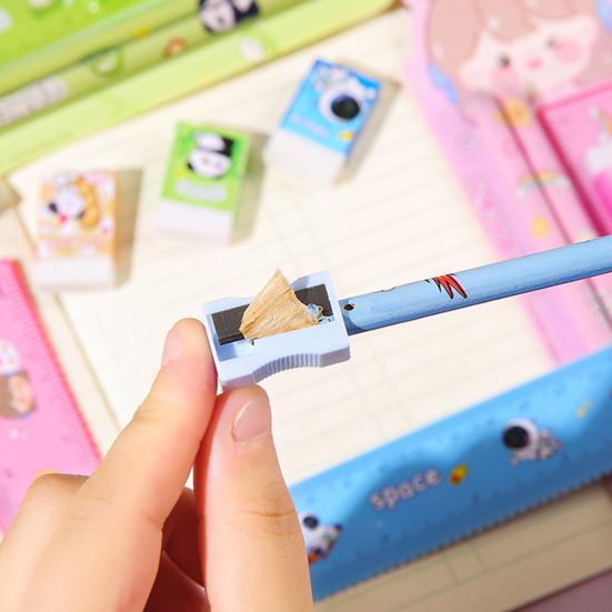 Student Stationery Set Smooth Writing Pencil Eraser Ruler Sharpener Cute Cartoon Complete School Supplies Classroom Back To School Gifts