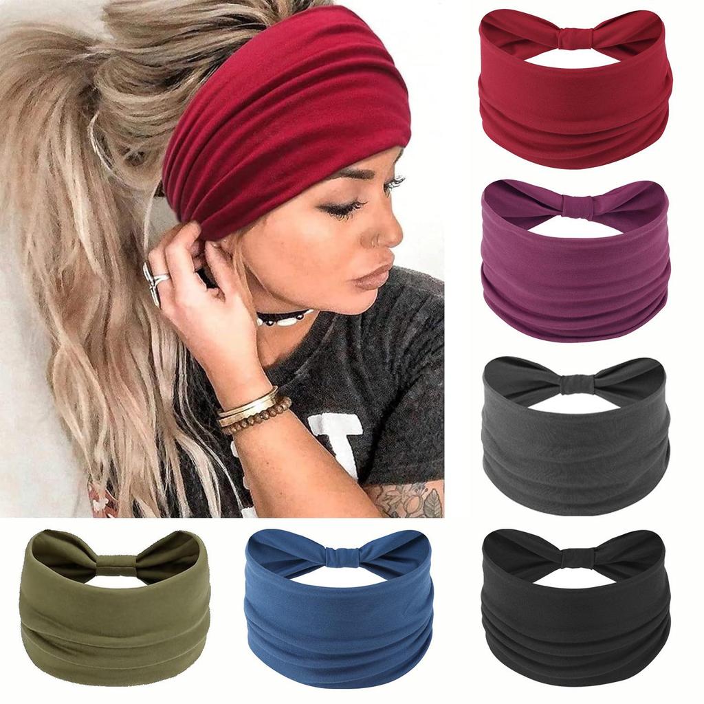 Cross-Border Women's Cotton Yoga Headband - Elastic, Sweat-Absorbing, Fashionable