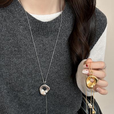 Korean Ins Irregular Geometric Round Tassel Necklace Accessories Women's Simple Sweater Chain Necklace Accessories