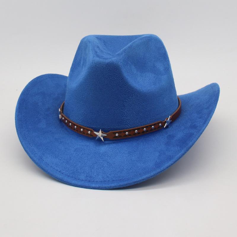 

Jazz Hat Woolen Top Hat Fashion Fried Street British Style Cowboy Hat Internet Celebrity Wide Brim Concave Simple New Style Women One size [j denim]