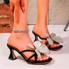 Fashion Designer Summers Open Toe Butterfly-knot Women Slippers Fashion Slip on Ladies Elegant Thick Heel Dress Slides