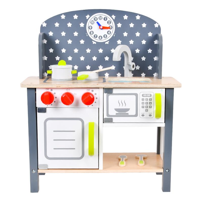 BABIBO Wooden Kitchen Toy Stove For Boys And Girls Children Wooden Play-Cutting Mini Cooking Baby Kitchenware Set