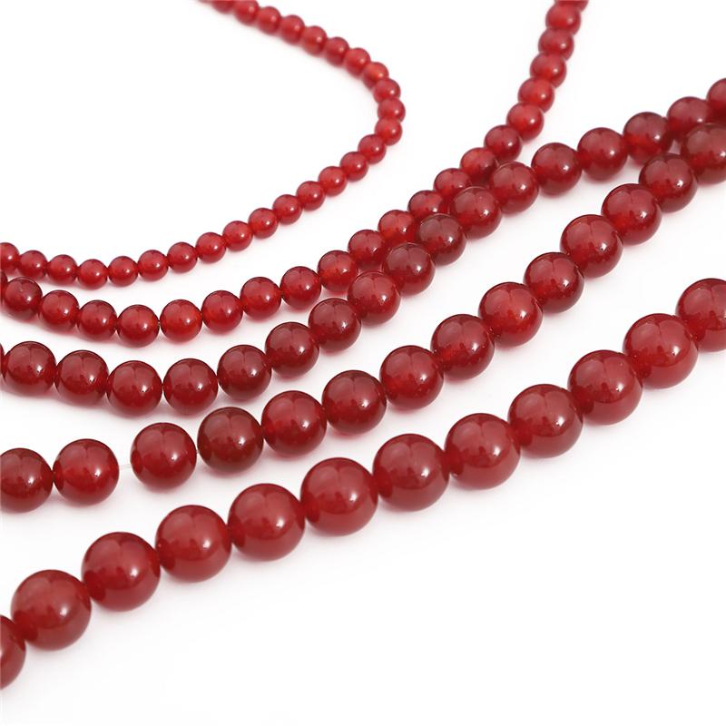 4-14mm/28-90Pcs Red Agate Stone Beads For Jewelry Making DIY Bracelet Necklace