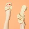 Soft Leather Thick Heel Slippers Women's Medium Heel 2025 New Summer Fashion Outer Wear Bow Open Toe High Heel Cool Slippers Women