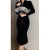 Retro Black Knitted Gentle and Light Royal Sister Dress Niche Design Slim and Thin Temperament